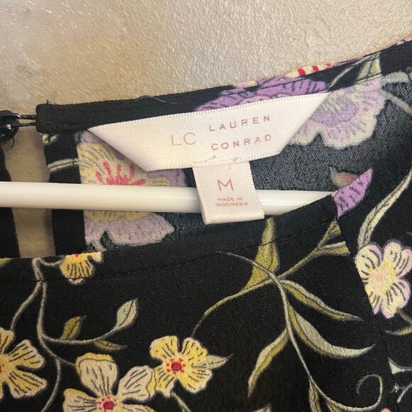 LC Lauren Conrad Boho Floral Bell Sleeve Blouse Medium Ruffle Flutter Sleeve - Picture 6 of 12